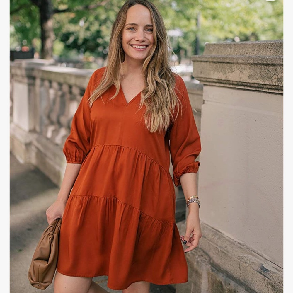 Burnt Orange long sleeve tunic dress